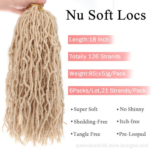 Soft Nu Faux Locs Crochet Hair Pre-looped 24 Inch Faux Locs Crochet Braid Hair For Black Women Synthetic Braiding Hair Extension